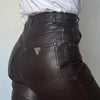 Brown Leather trousers by Guess