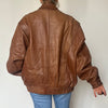 Vintage Brown Leather Bomber Jacket