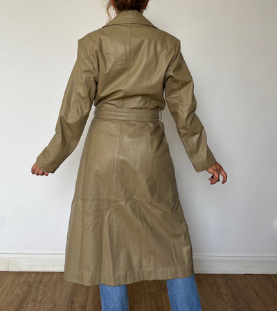 Beige Leather Trench coat