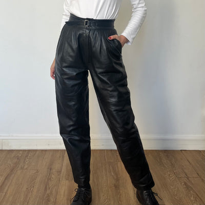 Black Leather trousers with belt