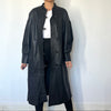 Vintage Black Leather trench coat with belt