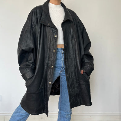 Vintage Batwing black Leather coat