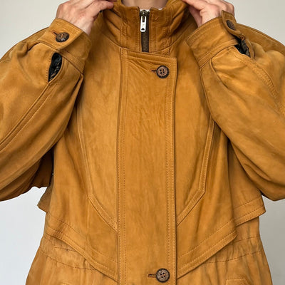 Vintage Suede Leather parka Jacket