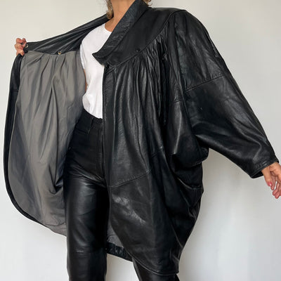 Batwing black Leather jacket