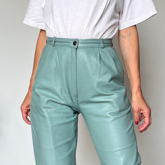 Turquoise Leather trousers
