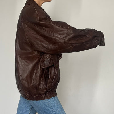 Vintage brown leather Bomber jacket