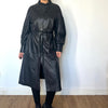 Vintage Black Leather trench coat with belt