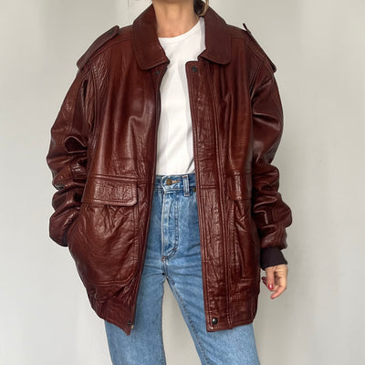 Vintage Burgundy Bomber Jacket