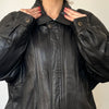 Vintage Black Leather Bomber Jacket