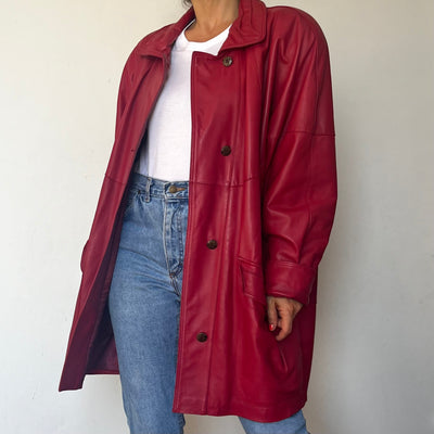 Vintage Oversized Red leather jacket