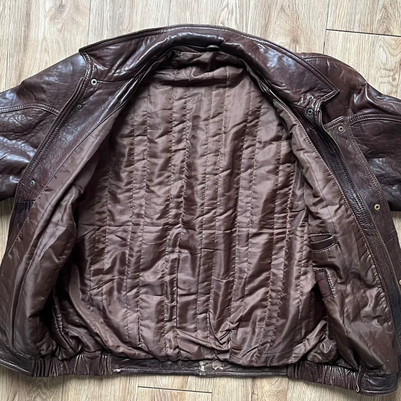 Vintage brown leather Bomber jacket