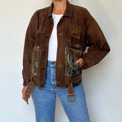 Crop USA Bomber leather jacket