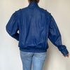 Vintage Blue Leather Bomber Jacket