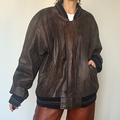 Vintage leather Bomber jacket