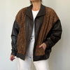 Vintage Leather & Faux Fur Bomber Jacket