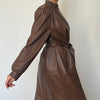 Vintage Brown leather Long Trench Coat