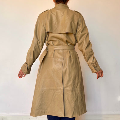 Vintage Beige Leather Trench coat