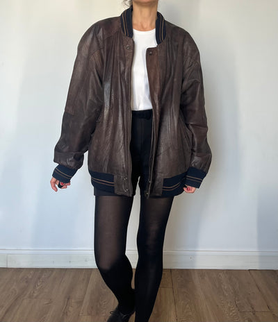 Vintage leather Bomber jacket