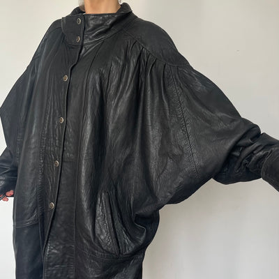 Vintage Batwing black Leather coat