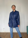 Vintage blue bomber Leather jacket by Genel