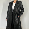 Vintage Black Leather Trench Coat