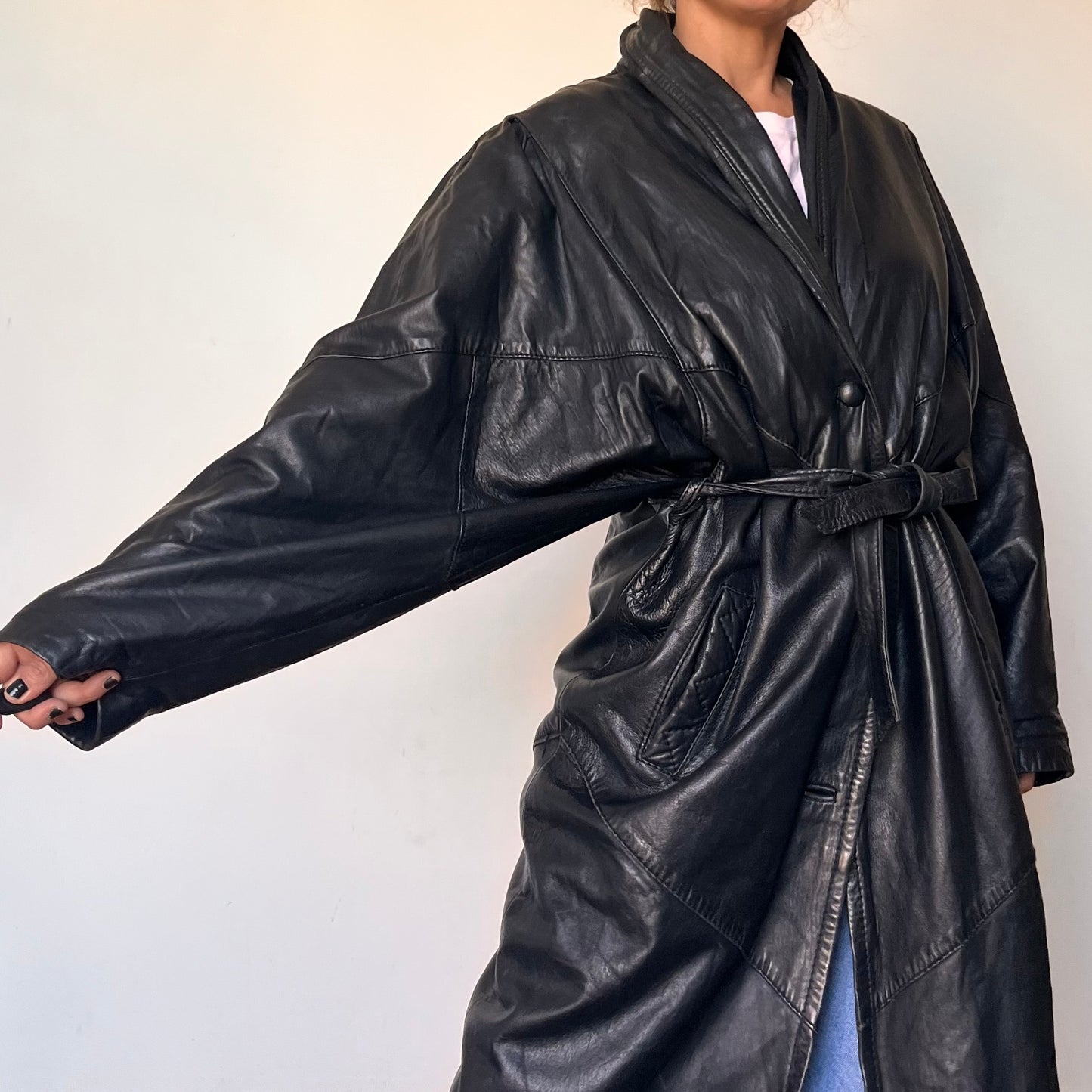 Vintage long trench coat with belt