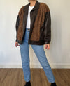 Vintage Leather & Faux Fur Bomber Jacket