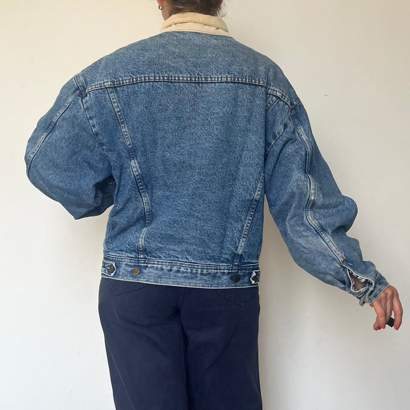 Vintage bomber blue Denim cotton jacket