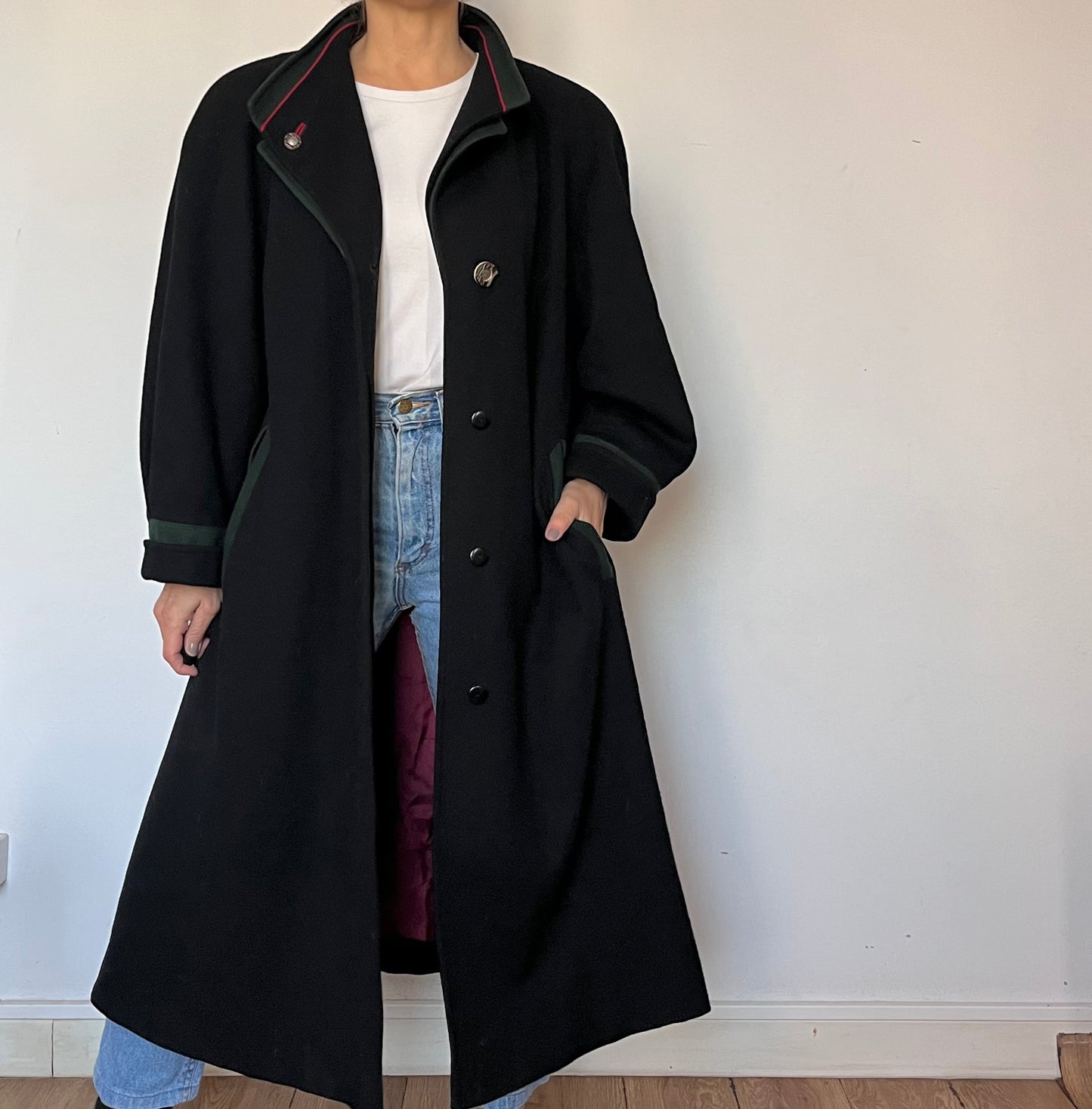 Vintage Loden Wool Long Coat