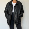 Vintage Black Leather Bomber Jacket