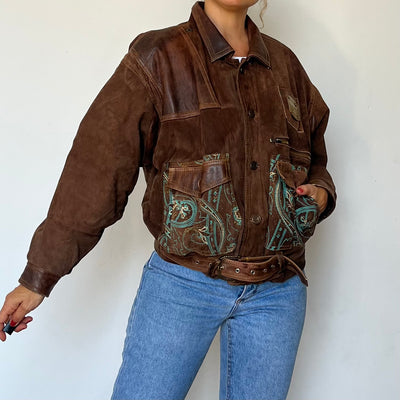 Crop USA Bomber leather jacket