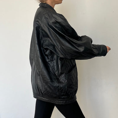 Vintage Balloon Sleeves Thick leather jacket