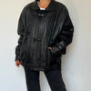 Vintage Black Leather Bomber Jacket