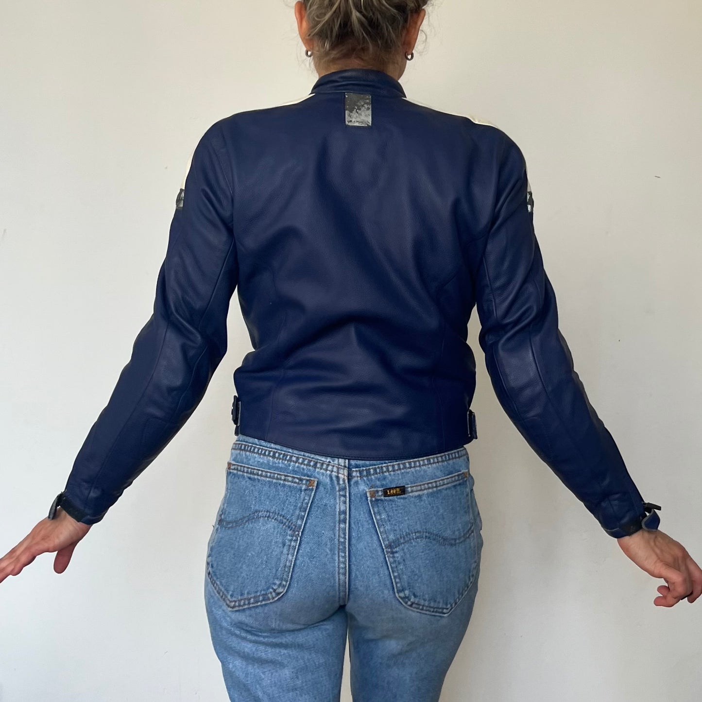 Vintage crop moto leather jacket
