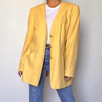 Vintage yellow linen Blazer