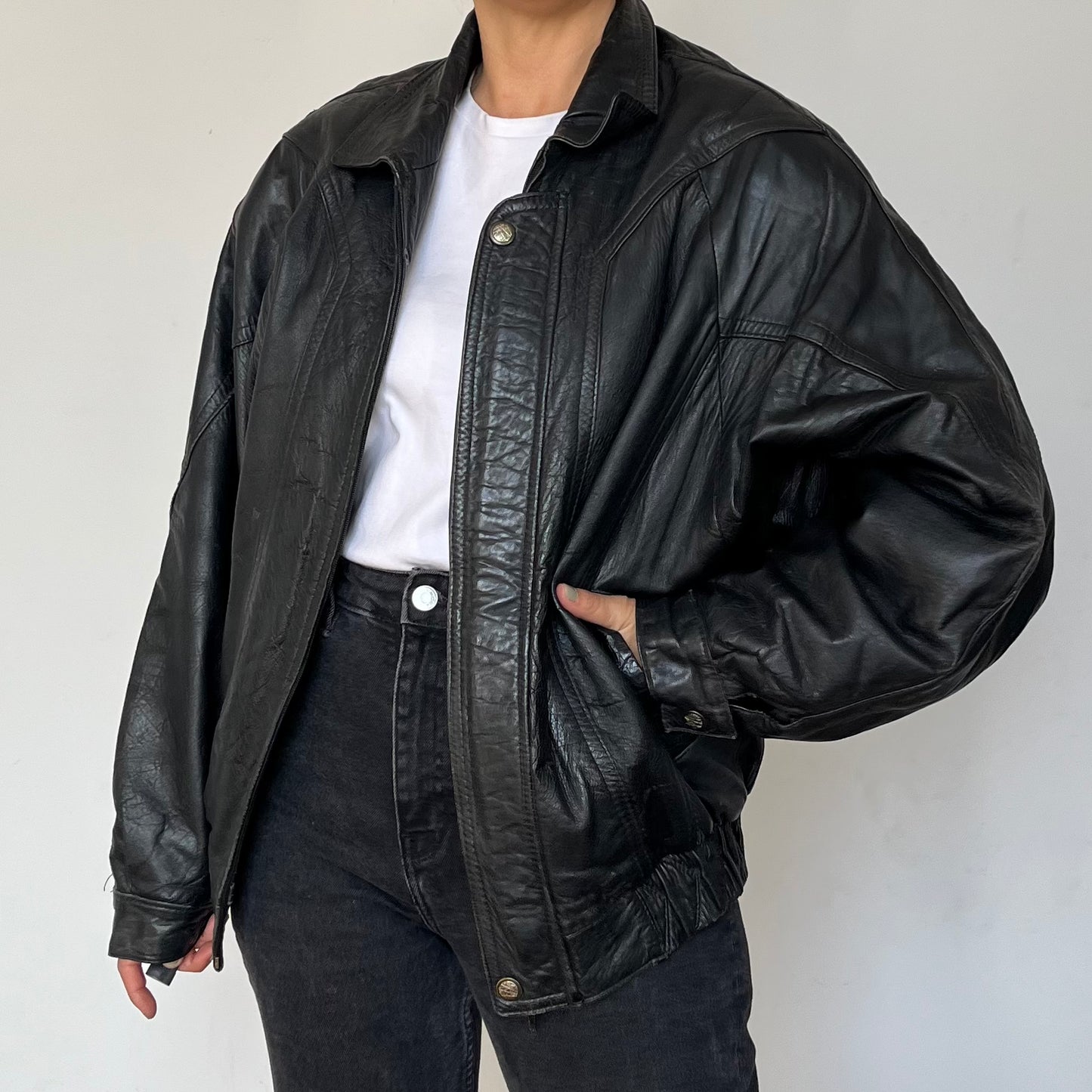 Black Bomber leather jacket