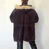 Vintage Burgundy leather hooded jacket