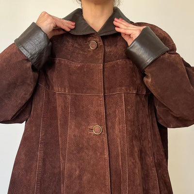 Vintage Brown Suede Leather Coat