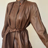 Vintage Brown leather Long Trench Coat