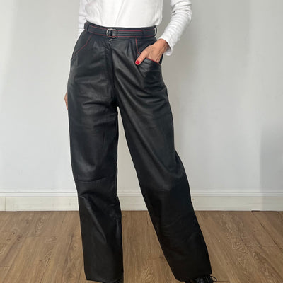 Black Leather trousers with belt