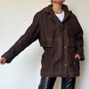 Brown leather hooded jacket