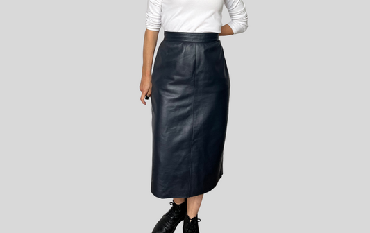 Vintage blue leather skirt