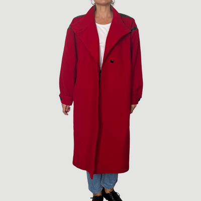 Vintage Red Long Wool Coat