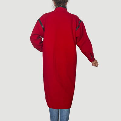 Vintage Red Long Wool Coat