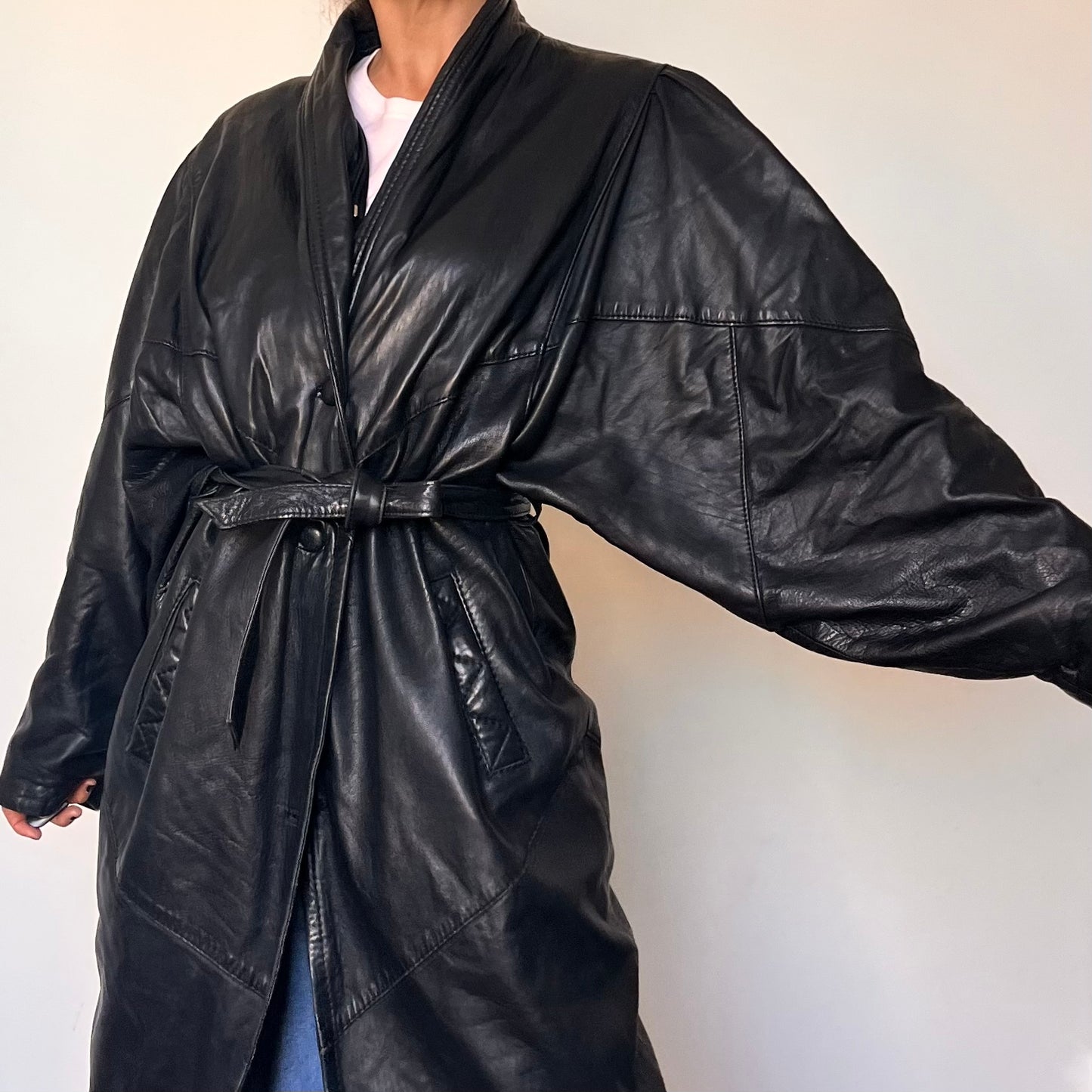 Vintage long trench coat with belt