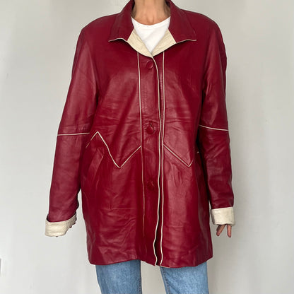Vintage Red & White leather jacket