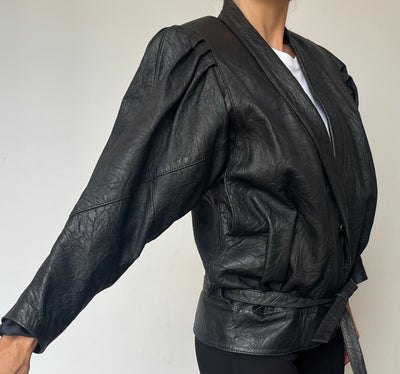 Vintage crop Leather Jacket