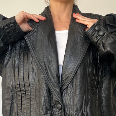 Vintage Balloon Sleeves Thick leather jacket