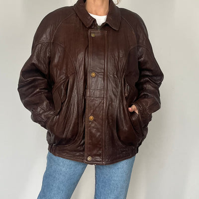 Vintage brown leather Bomber jacket