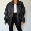 Vintage Black Leather Bomber Jacket